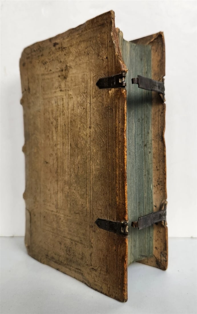 1604 SERMONES by DIDACUS antique BLIND TOOLED PIGSKIN BINDING w/ CLASPS - 2