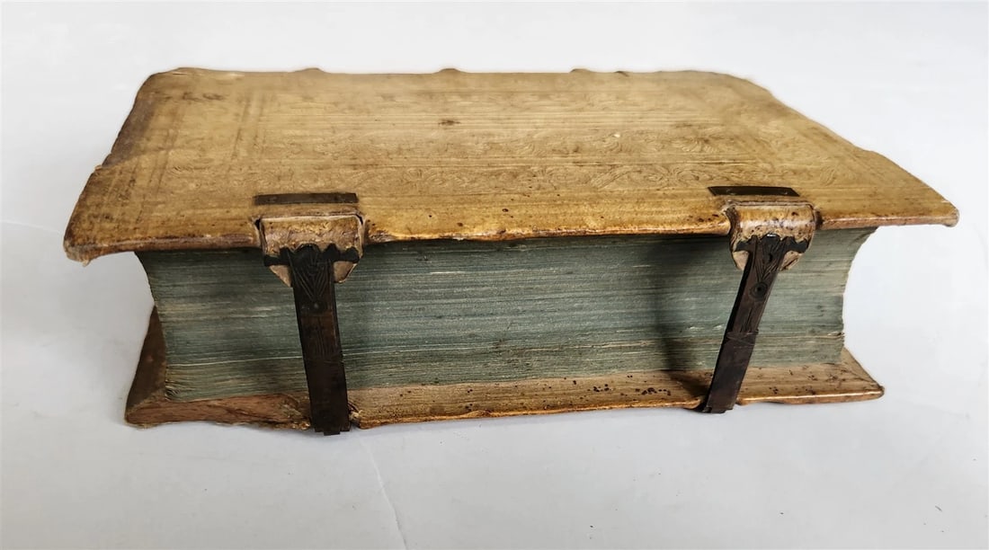 1604 SERMONES by DIDACUS antique BLIND TOOLED PIGSKIN BINDING w/ CLASPS - 5