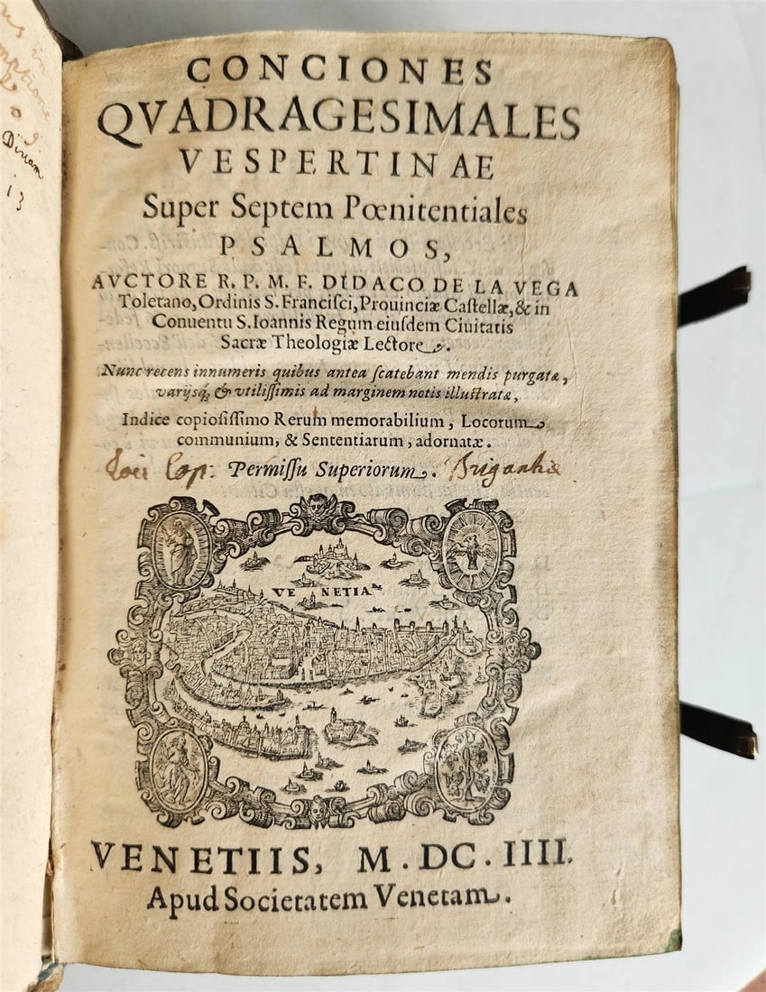 1604 SERMONES by DIDACUS antique BLIND TOOLED PIGSKIN BINDING w/ CLASPS - 6