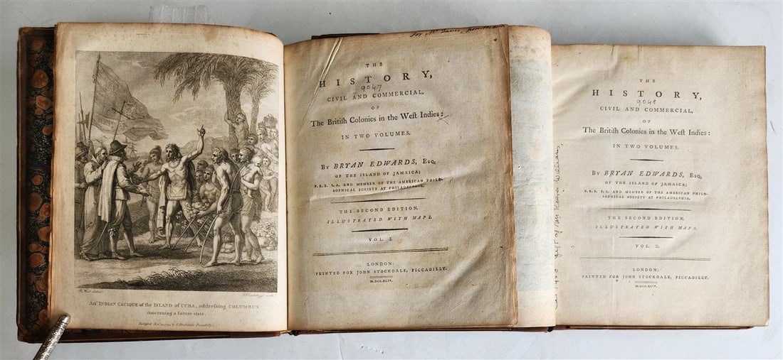 1794 HISTORY of BRITISH COLONIES in WEST INDIES ILUSTRATED antique 2 VOLS: Title: 1794 HISTORY of BRITISH COLONIES in WEST INDIES ILUSTRATED antique 2 VOLS Description: EDWARDS, Bryan The history, civil and commercial, of British Colonies in the West Indies. London, printed