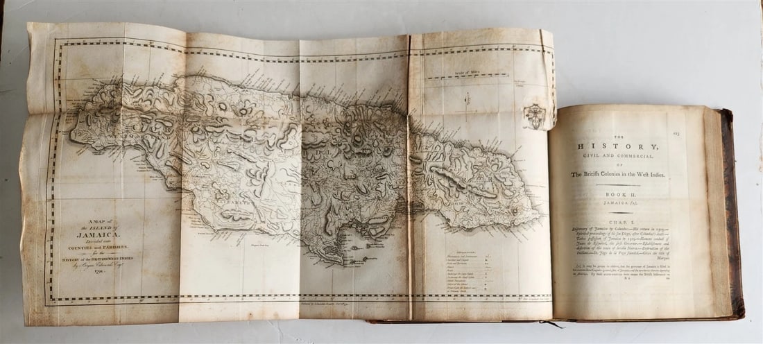 1794 HISTORY of BRITISH COLONIES in WEST INDIES ILUSTRATED antique 2 VOLS - 8