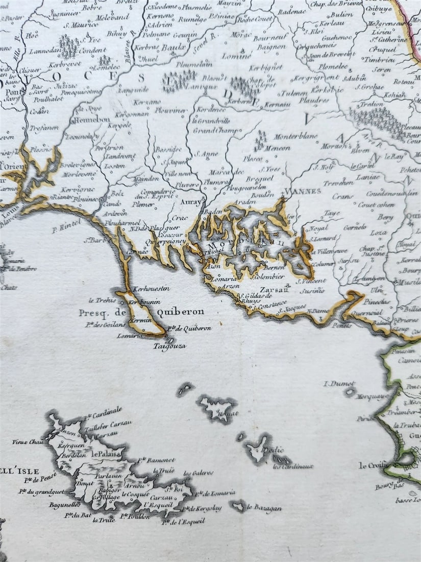 1751 MAP of BRETAGNE FRANCE antique - 4