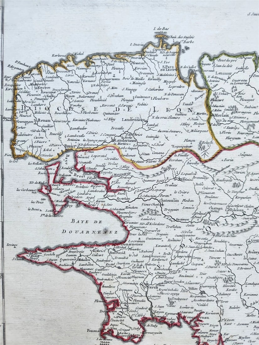 1751 MAP of BRETAGNE FRANCE antique - 5