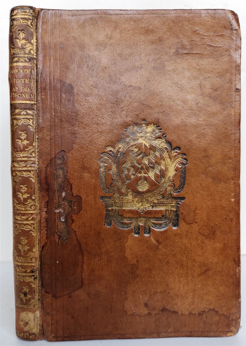1791 HORACE Epistle to the Pisones in GERMAN antique ARMORIAL BINDING: Title: 1791 HORACE Epistle to the Pisones in GERMAN antique ARMORIAL BINDING Description: Horace. Epistle to the Pisones. Mainz; 1791 Original lind tooled leather binding with gilt coat of arms on bot