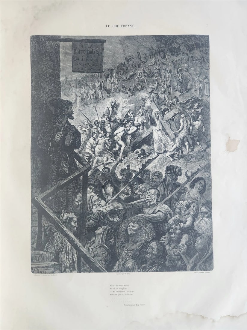 1856 Legend of Wandering Jew ILLUSTRATED by GUSTAVE DORE ANTIQUE LARGE FOLIO - 3