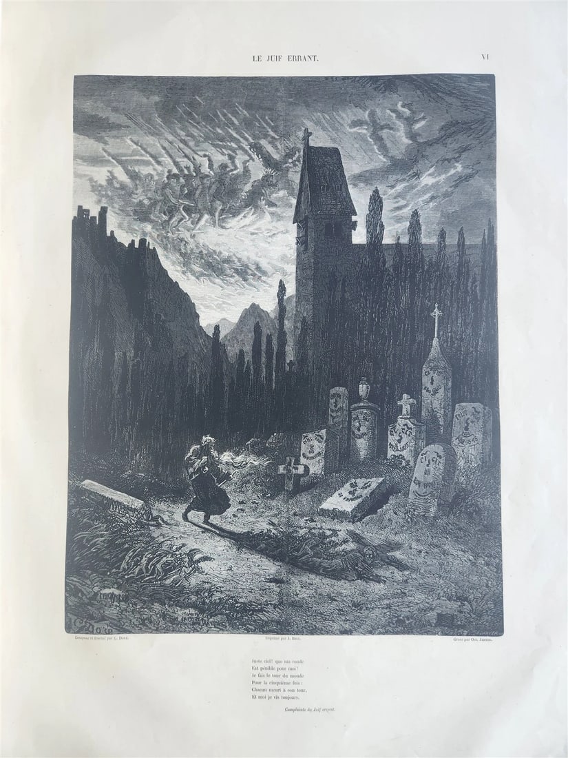 1856 Legend of Wandering Jew ILLUSTRATED by GUSTAVE DORE ANTIQUE LARGE FOLIO - 8