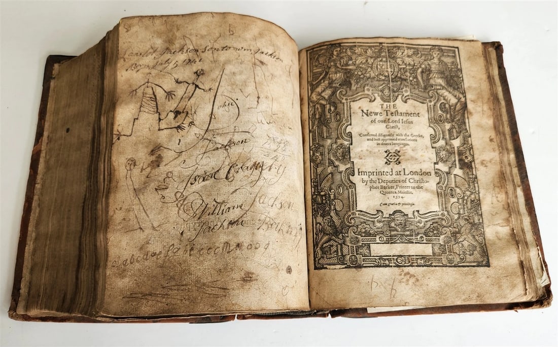 1594 BIBLE in ENGLISH antique OLD & NEW TESTAMENT Deputies of Christopher Barker - 3