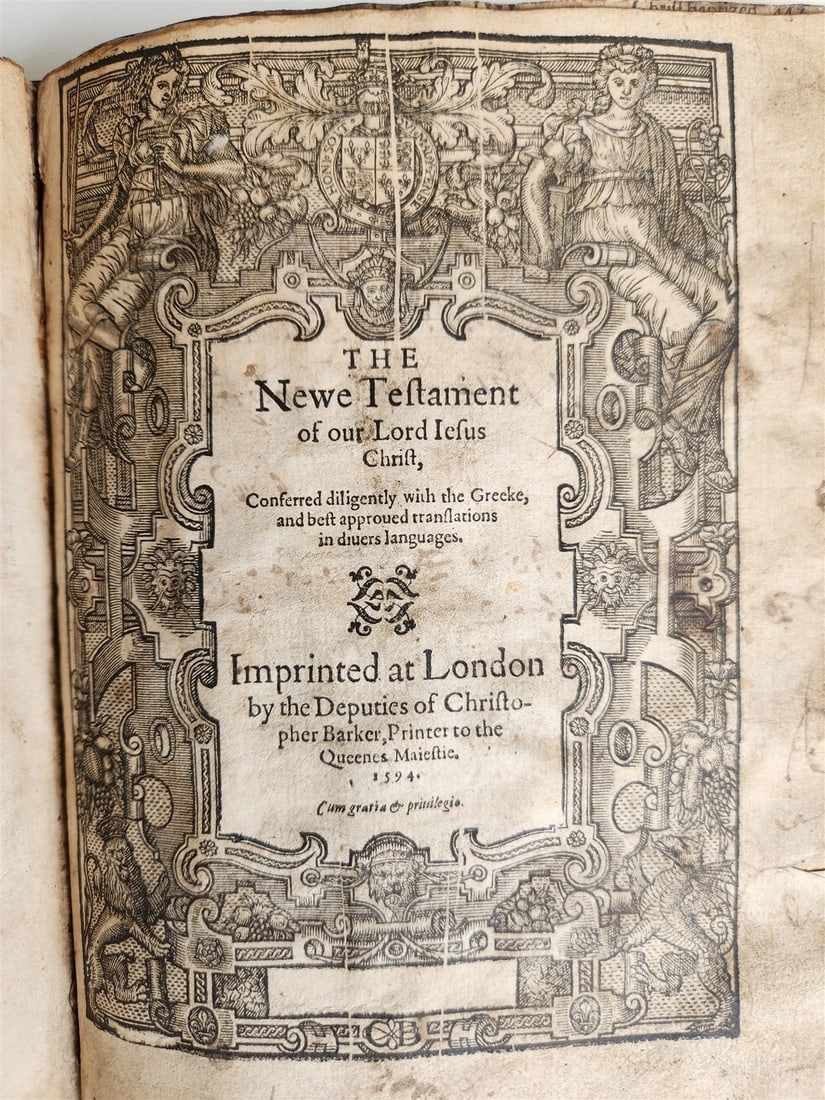 1594 BIBLE in ENGLISH antique OLD & NEW TESTAMENT Deputies of Christopher Barker - 4