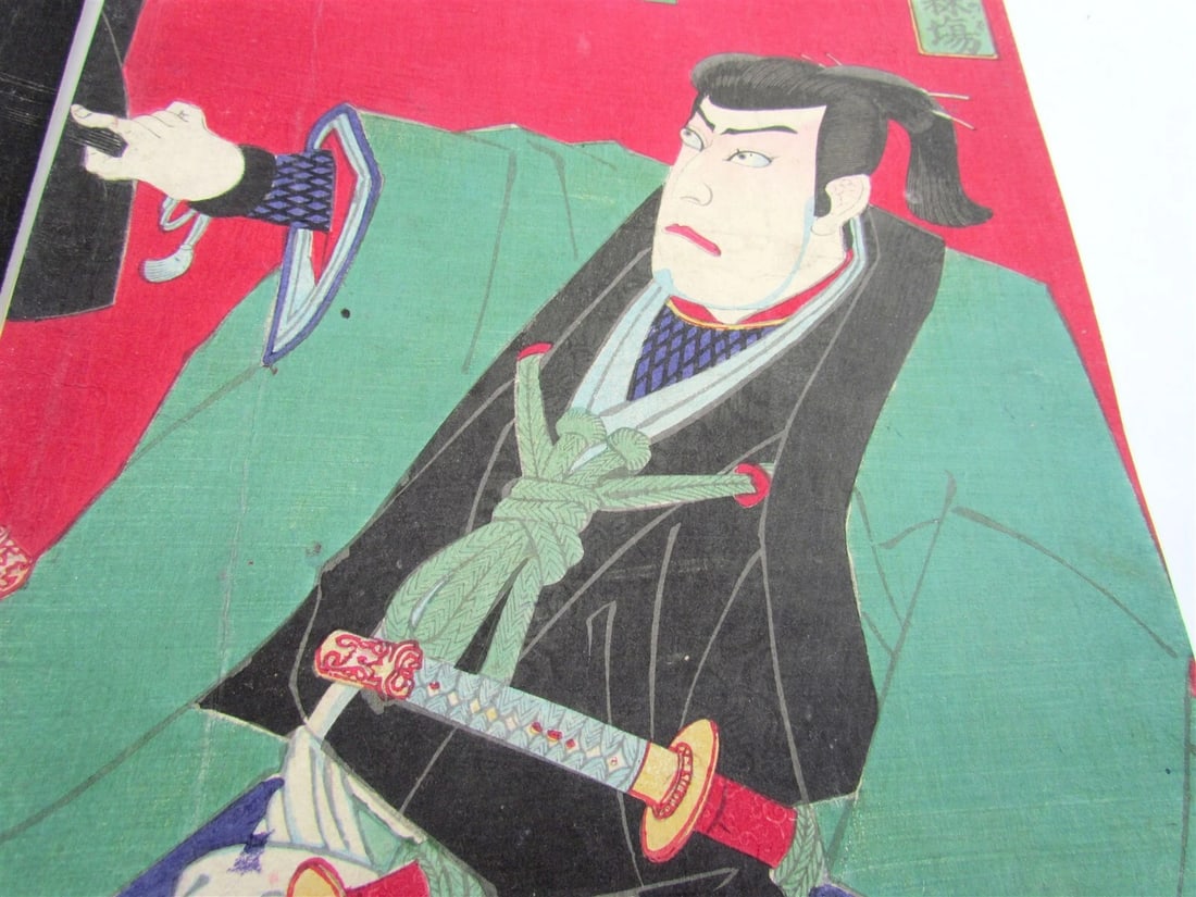 JAPANESE WOODBLOCK PRINT TRIPTYCH antique by UTAGAWA KUNISADA - 5