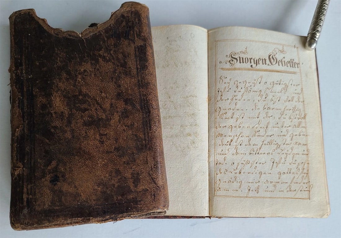 18th CENTURY GERMAN MANUSCRIPT PRAYER BOOK 141 pages ANTIQUE HAND WRITTEN: Title: 18th CENTURY GERMAN MANUSCRIPT PRAYER BOOK 141 pages ANTIQUE HAND WRITTEN Description: GERMAN MANUSCRIPT PRAYER BOOK Late 18th century Size 3.5 by 5.5" 141 numbered pages Original embossed leat