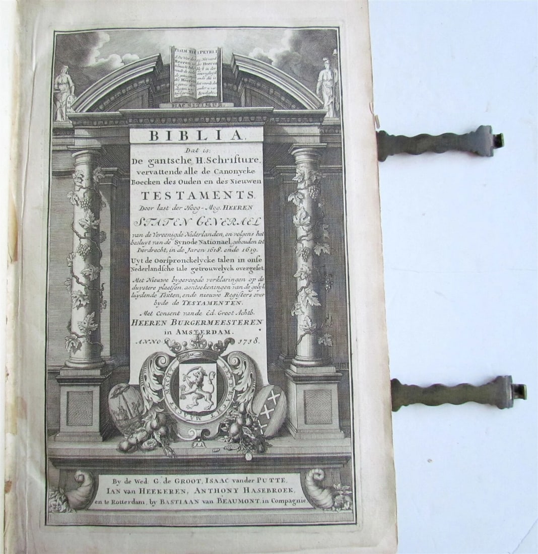 1738 BIBLE in DUTCH ILLUSTRATED w/ MAPS antique MASSIVE FOLIO BIBLIA - 3