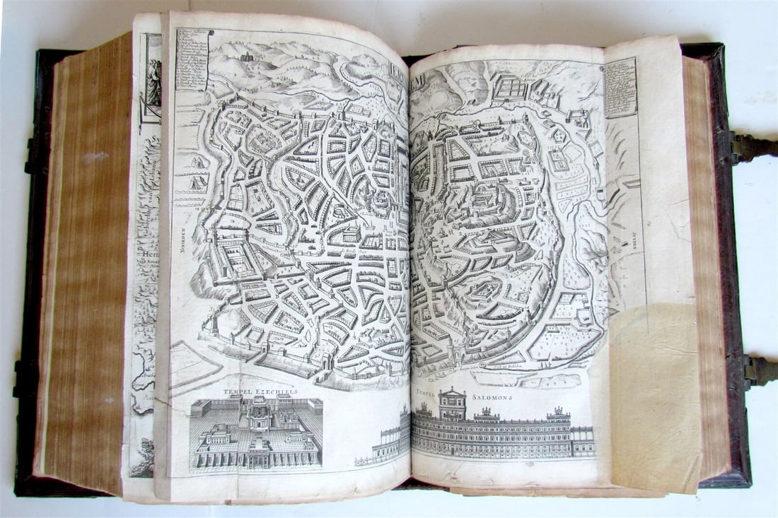 1738 BIBLE in DUTCH ILLUSTRATED w/ MAPS antique MASSIVE FOLIO BIBLIA - 8