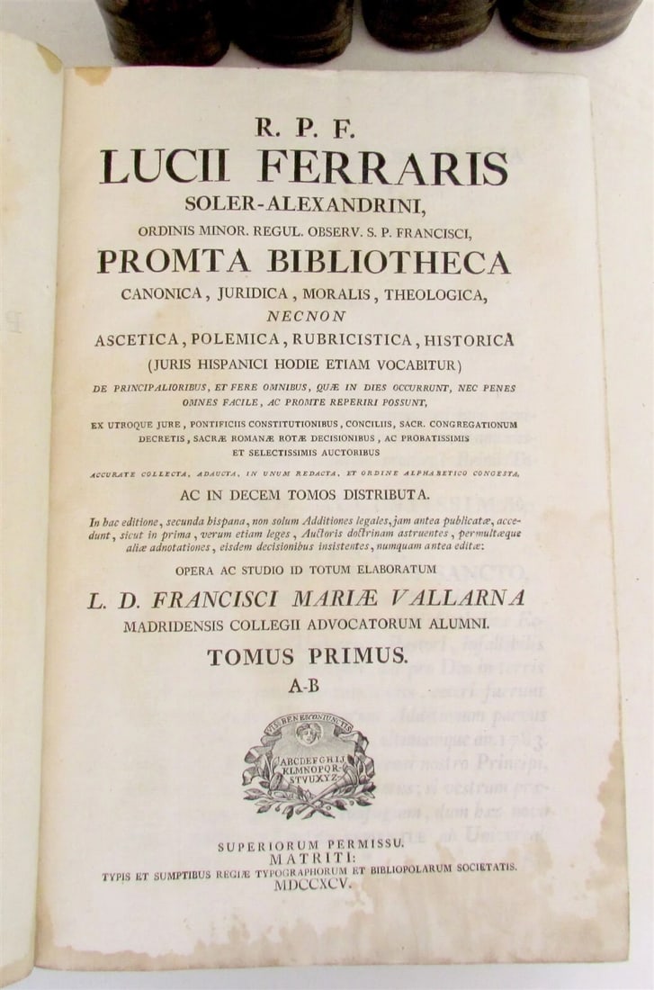 1795 5 FOLIO VOLUMES PROMTA BIBLIOTHECA by LUCII FERRARIS in LATIN antique - 3