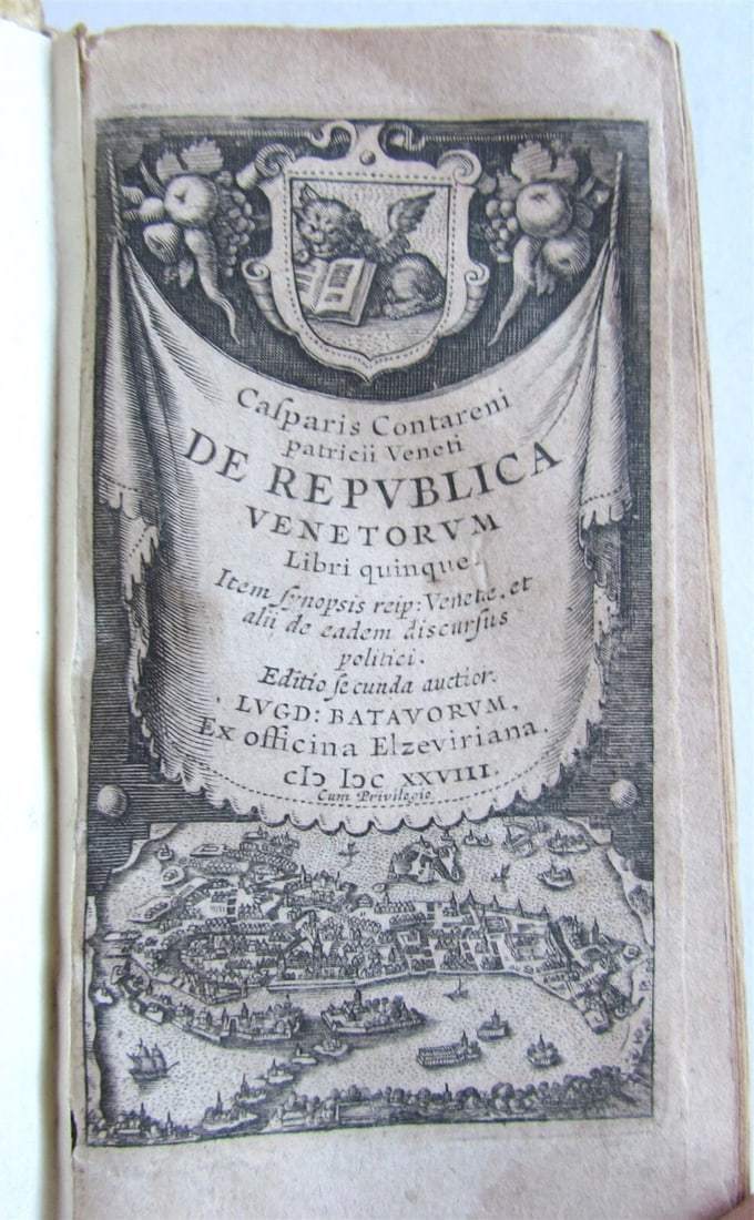 1628 VENICE REPUBLIC ELZEVIR PRESS De Republica Venetorum antique VELLUM BINDING - 2