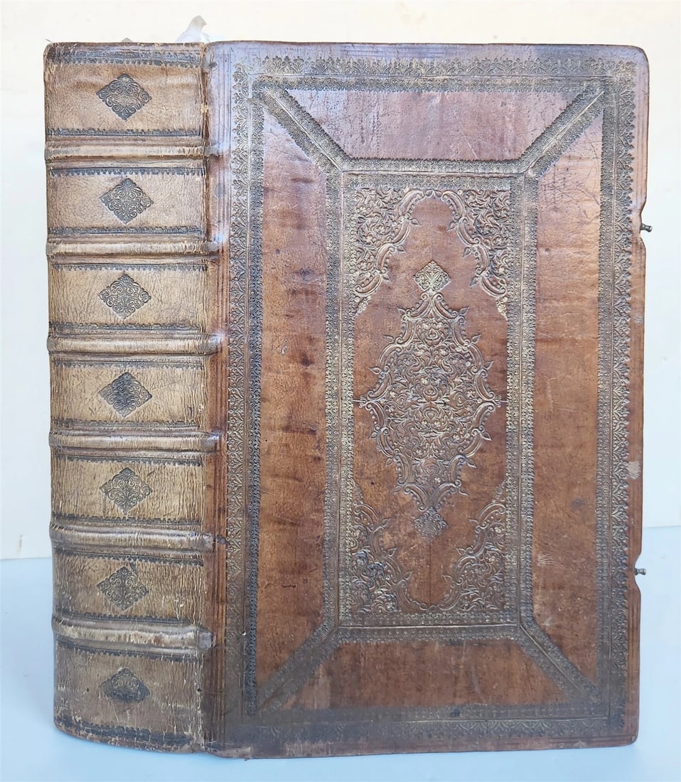 1704 MISSAL FOLIO antique FINE HAND TOOLED LEATHER BINDING Missale Romanum (1 of 19)