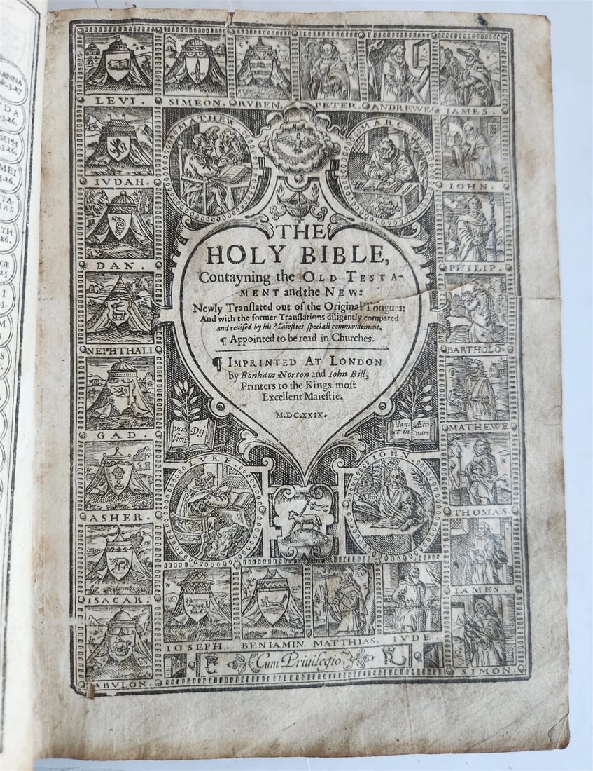 1629 BIBLE in ENGLISH antique ILLUSTRATED Old & New Testament: Title: 1629 BIBLE in ENGLISH antique ILLUSTRATED Old & New Testament Description: [BIBLE in ENGLISH] Holy Bible, Contayning the Old Testament and the New London: Bonham Norton & John Bill; 1629 Illust