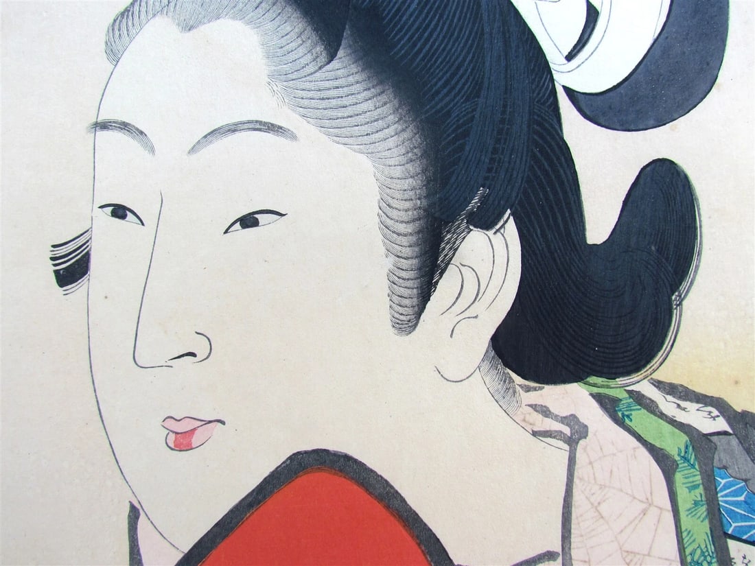 JAPANESE WOODBLOCK TRIPTYCH PRINT ANTIQUE by KIYOCHIKA KOBAYASHI MEIJI 1896 - 3