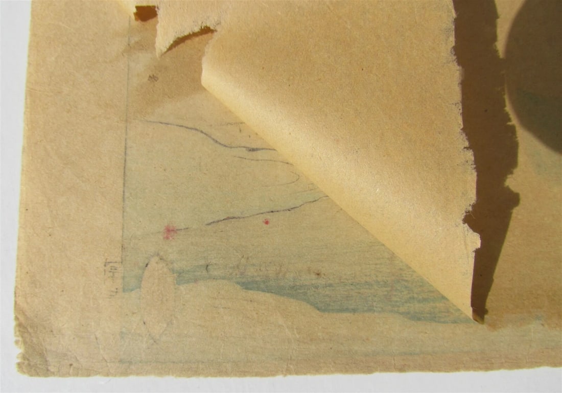 JAPANESE WOODBLOCK PRINT ANTIQUE GEISHAS BUILDING FIRE - 4