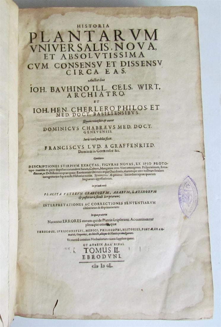 1651 HISTORIAE PLANTARUM UNIVERSALIS V.2 by J. Bauhin antique BOTANY ILLUSTRATED - 3