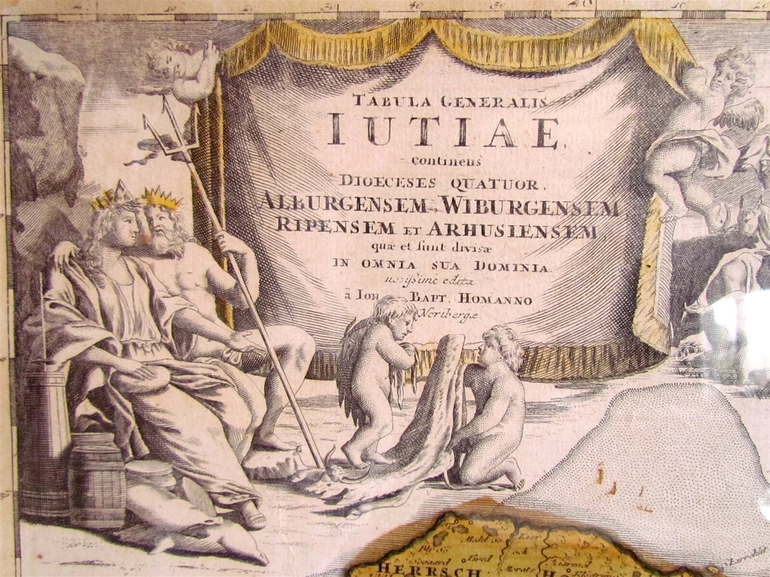 1710 HOMANN MAP OF DENMARK IUTIAE antique CAPT. JOHN SMITH antique - 3