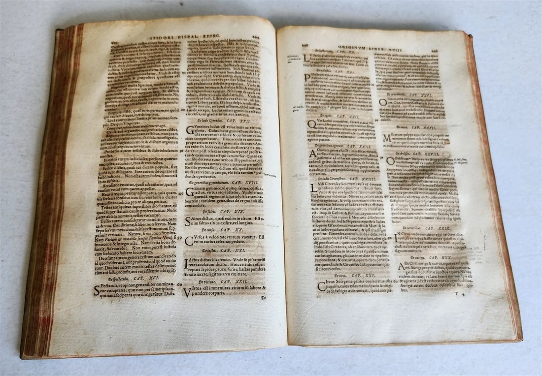 1577 ENCYCLOPEDIA of SCIENCE by ISIDORE von SEVILLA antique VELLUM BOUND FOLIO - 10