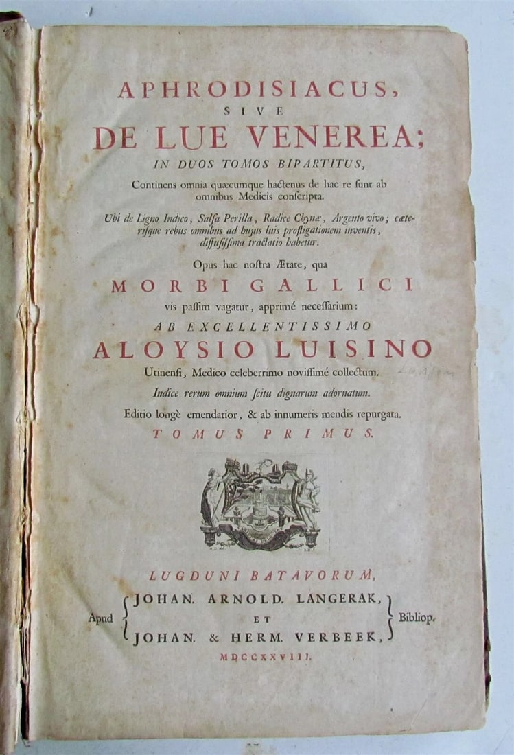 1728 APHRODISIACUS sive de lue VENEREA Aloysio Luisino FOLIO 2 v. in one antique (1 of 12)