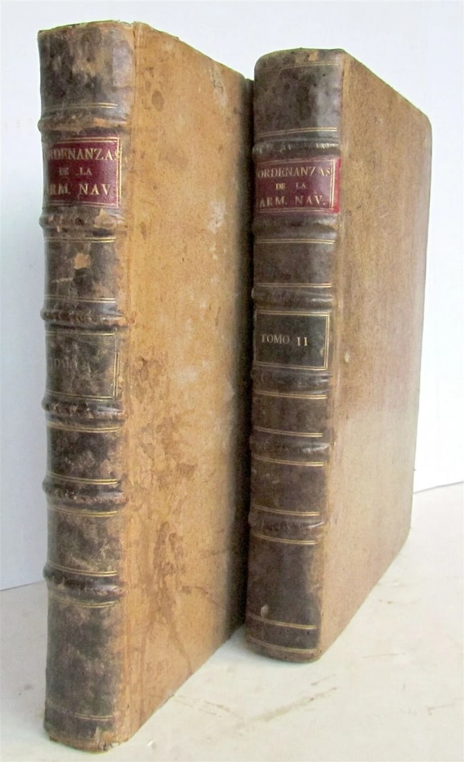 1793 SPANISH codes governing navy in 18th century 2 VOLUMES antique (1 of 9)