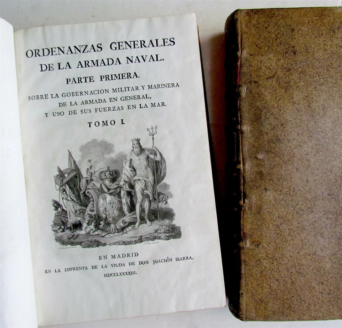 1793 SPANISH codes governing navy in 18th century 2 VOLUMES antique - 2