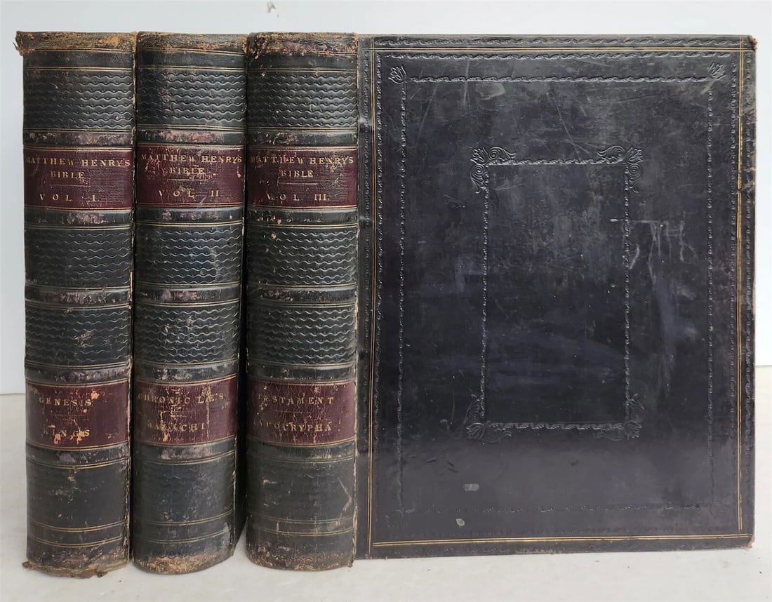 1850 BIBLE in ENGLISH FULLY ILLUSTRATED 3 VOLUMES antique by Rev. Matthew Henry: Title: 1850 BIBLE in ENGLISH FULLY ILLUSTRATED 3 VOLUMES antique by Rev. Matthew Henry Description: Rev. Henry, Matthew The Family Devotional Bible 2 vols. bound in 3 J. and F. Talis and Co.; no date