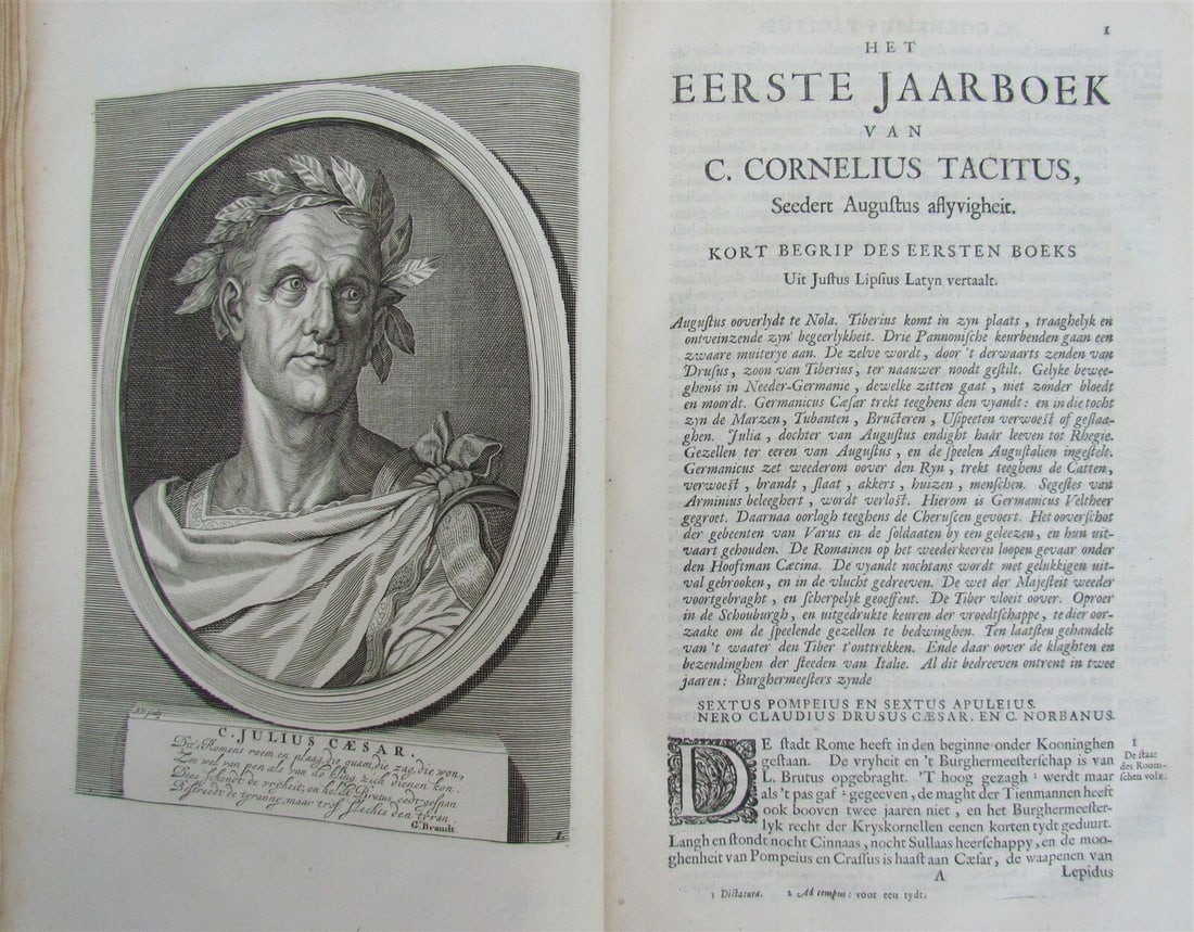 1704 TACITUS WORKS ILLUSTRATED BEAUTIFUL ENGRAVINGS VELLUM BOUND FOLIO ANTIQUE - 4