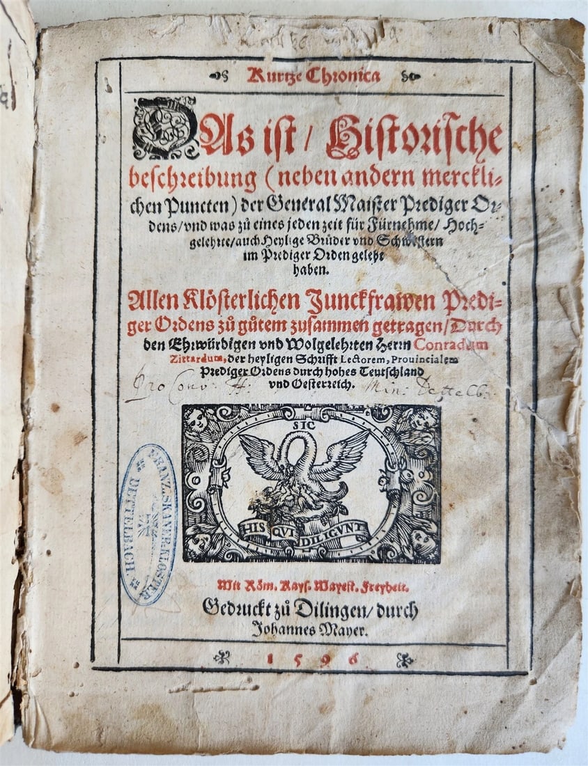 1596 HISTORICAL CHRONICLE of GERMAN RELIGIOUS ORDER antique Kurtze Chronica RARE: Title: 1596 HISTORICAL CHRONICLE of GERMAN RELIGIOUS ORDER antique Kurtze Chronica RARE Description: Beregan Nicolo HISTORIA DELLE GUERRE D'EUROPA DALLA COMPARSA DELL'ARMI OTTOMANE NELL'HUNGHERIA
