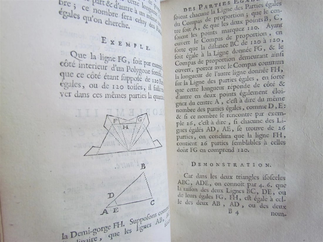 1691 USAGE of COMPASS ILLUSTRATED antique L´USAGE DU COMPAS DE PROPORTION - 4
