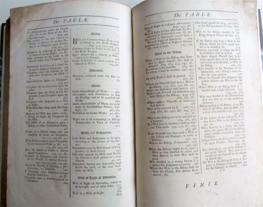 1747 CLERGY-MANS LAW by WILLIAM WATSON antique in ENGLISH FOLIO - 8