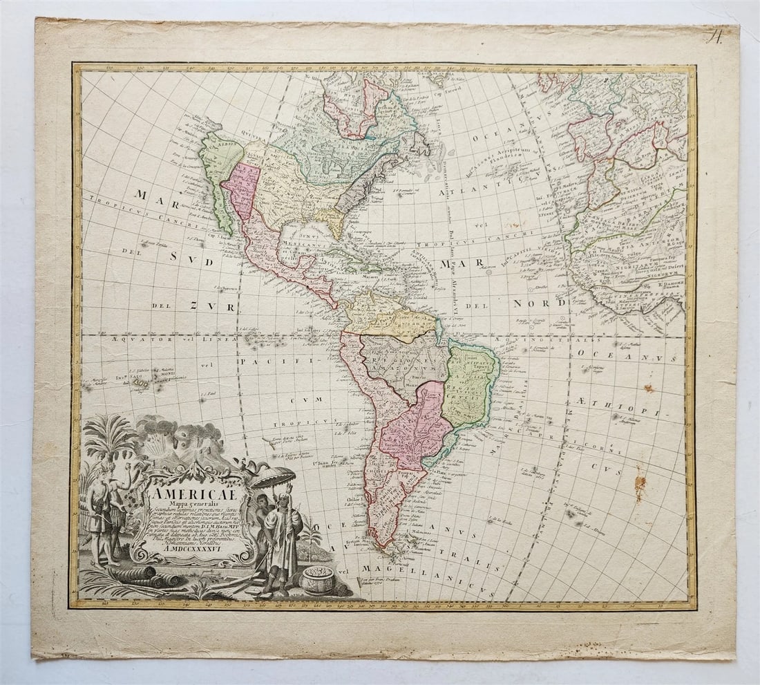 1746 AMERICA antique MAP by JOHANN HOMANN rare (1 of 6)