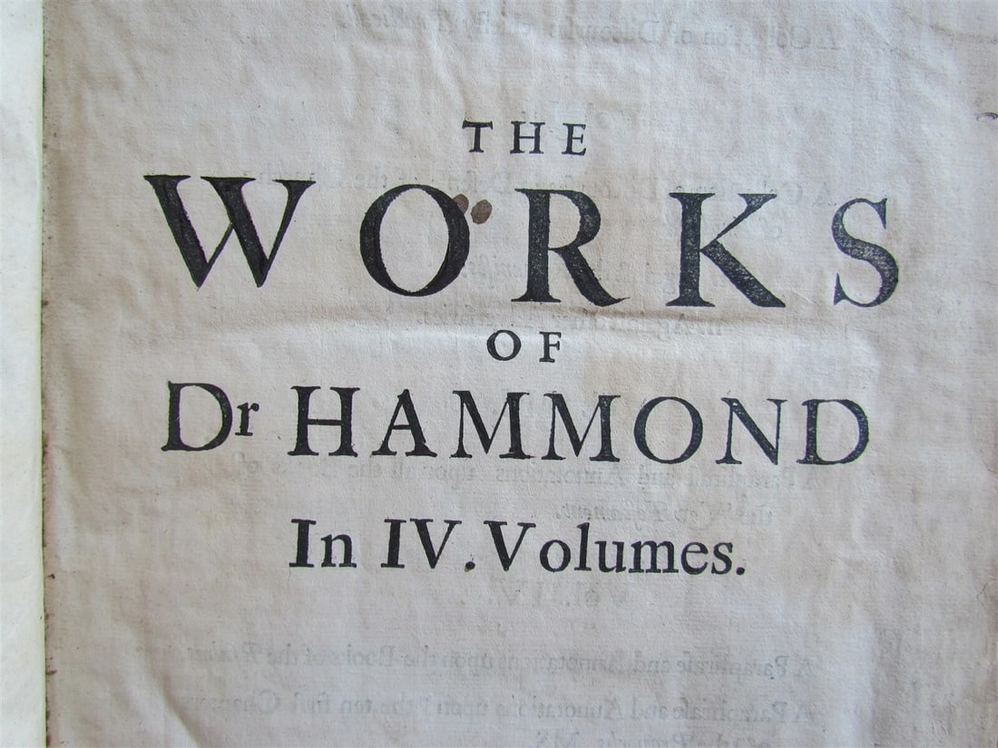 1674-1684 THE WORKES by HENRY HAMMOND 3 volumes antique FOLIOS in ENGLISH - 4