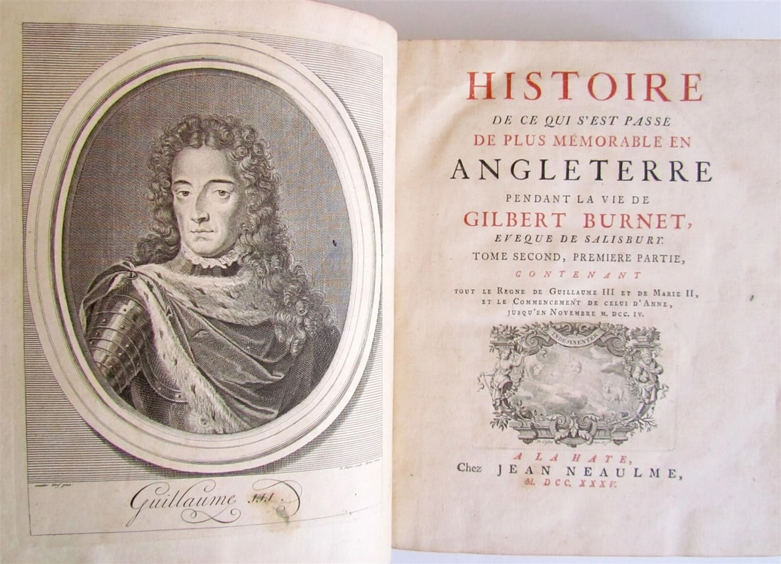 1735 HISTORY of ENGLAND by G. BURNET ILLUSTRATED 2 VOLUMES antique in FRENCH - 4