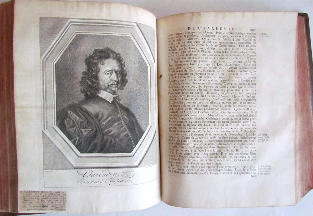 1735 HISTORY of ENGLAND by G. BURNET ILLUSTRATED 2 VOLUMES antique in FRENCH - 8