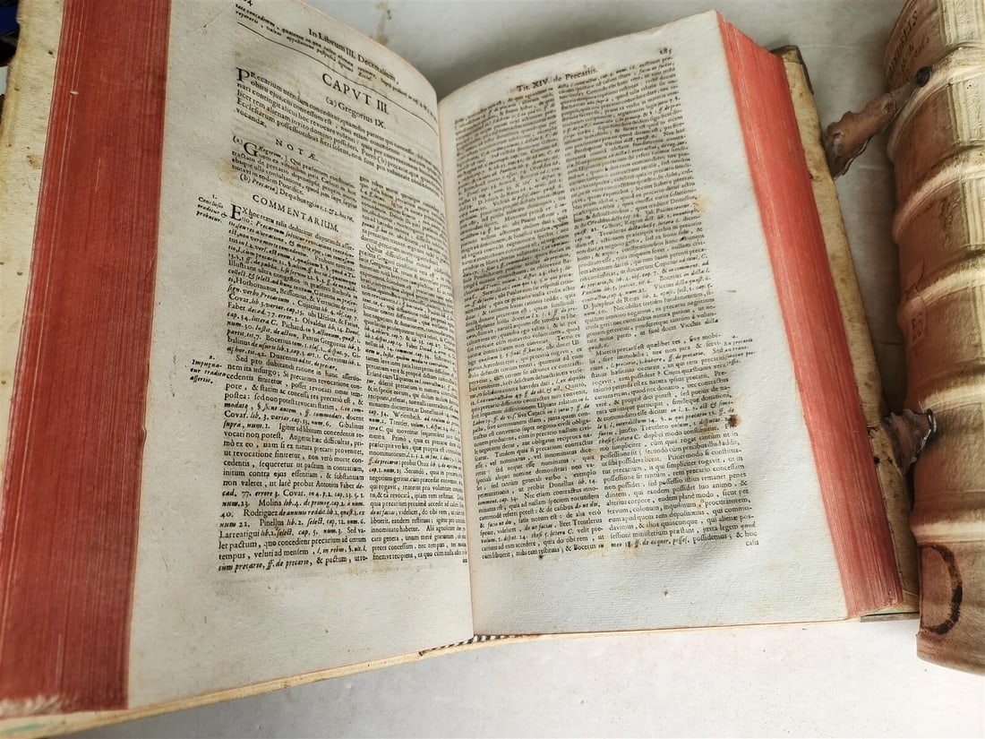 1690 PIGSKIN BOUND 4 FOLIO LAW BOOKS antique by D. D. Emanuelis Gonzalez Tellez - 17