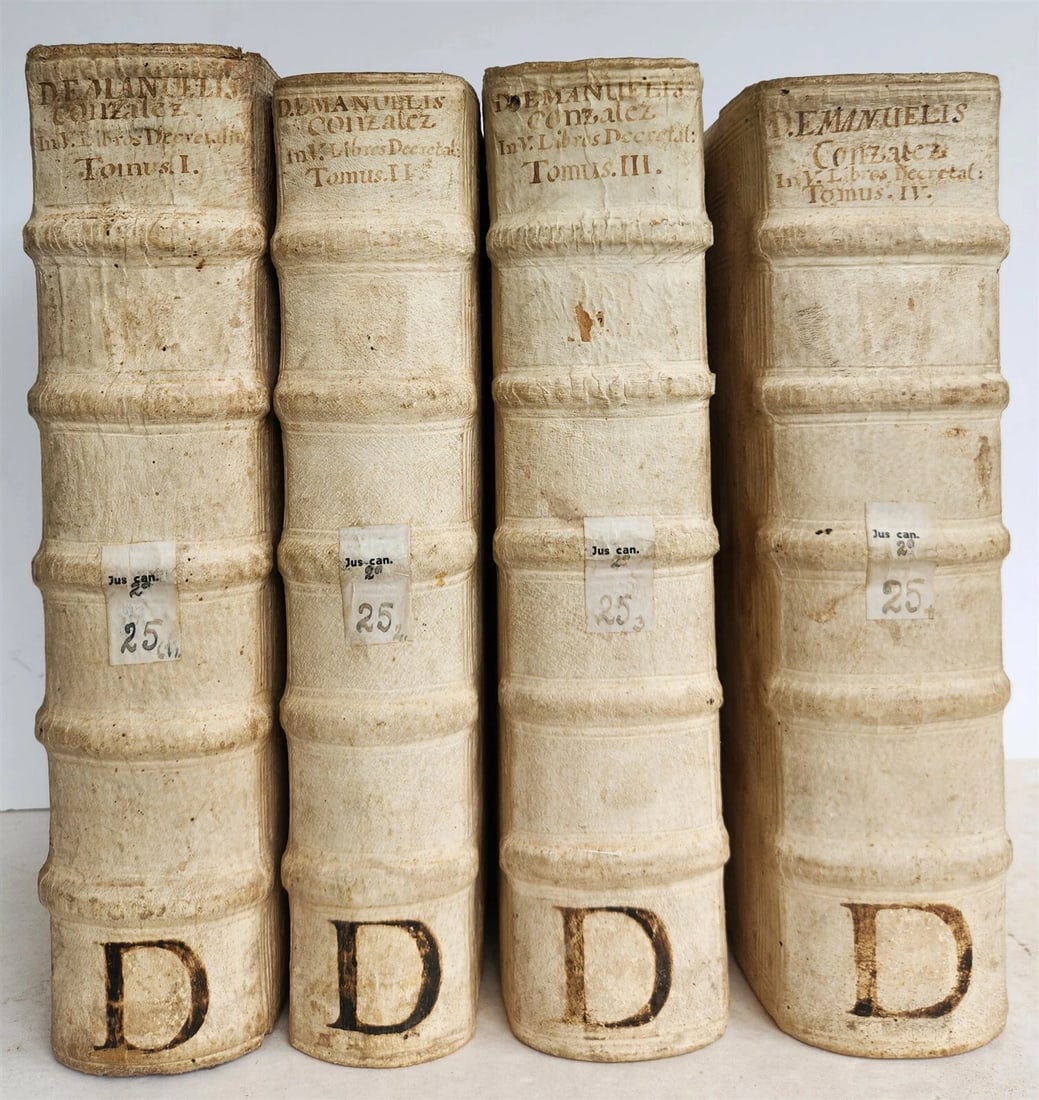 1690 PIGSKIN BOUND 4 FOLIO LAW BOOKS antique by D. D. Emanuelis Gonzalez Tellez - 2