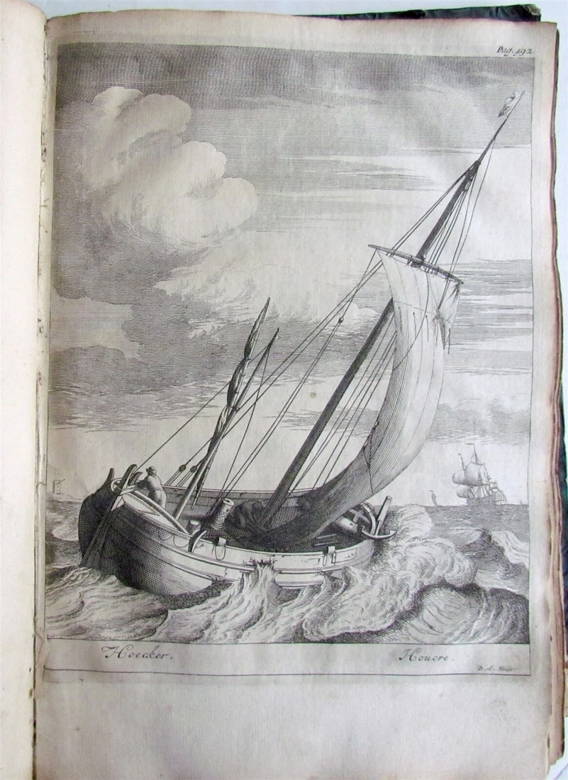1702 NAVAL DICTIONARY ILLUSTRATED ship architecture maritime terminology antique - 8