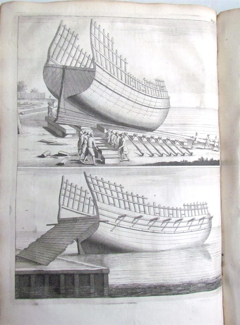 1702 NAVAL DICTIONARY ILLUSTRATED ship architecture maritime terminology antique - 9