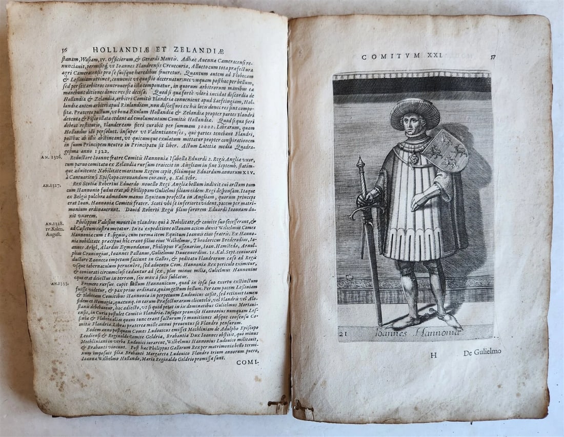 1584 HISTORY of HOLLAND antique ILLUSTRATED vellum bound Netherlands 16th CENT. - 18