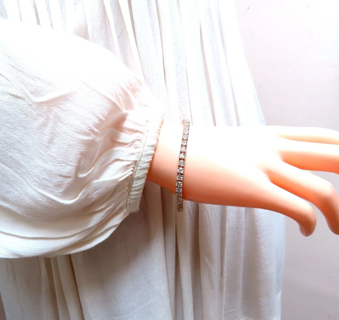 8.35ct Natural Round Brilliant Diamonds Tennis Bracelet 14kt** - 9