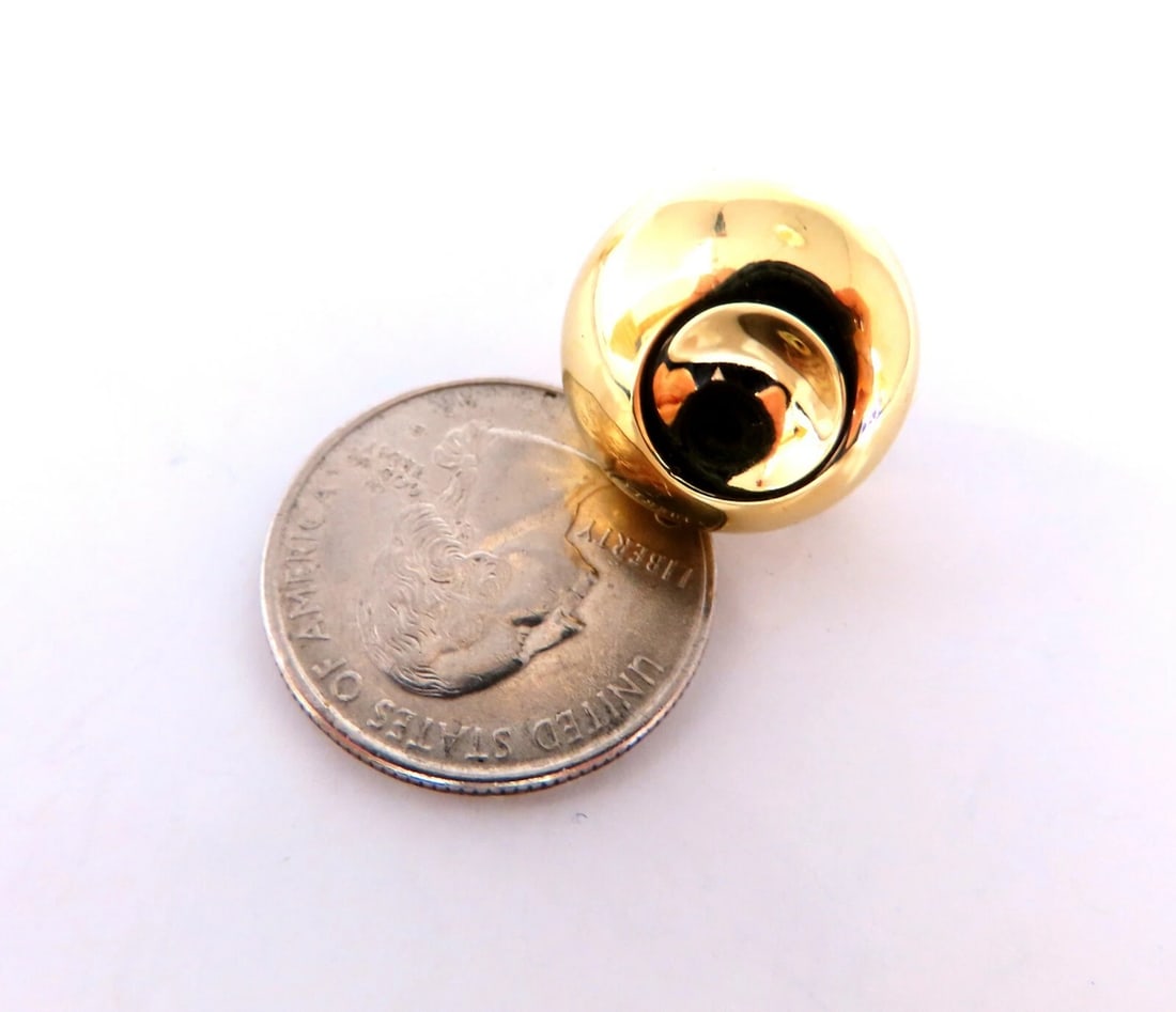 18kt Gold Clip earrings Panda Eye Domed** - 4