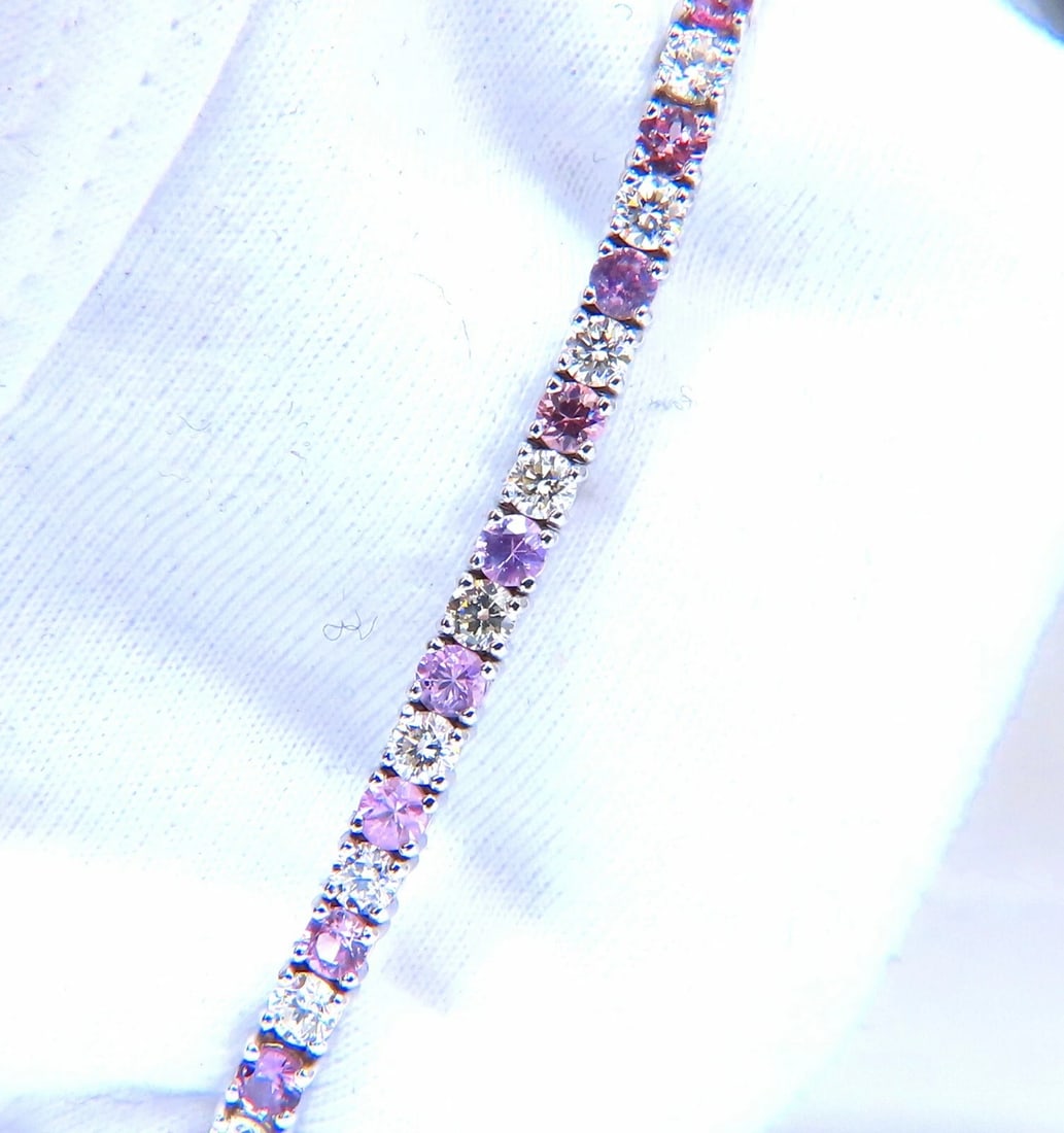 7.30ct natural Pink Sapphire diamond bracelet 14kt Tennis** - 3