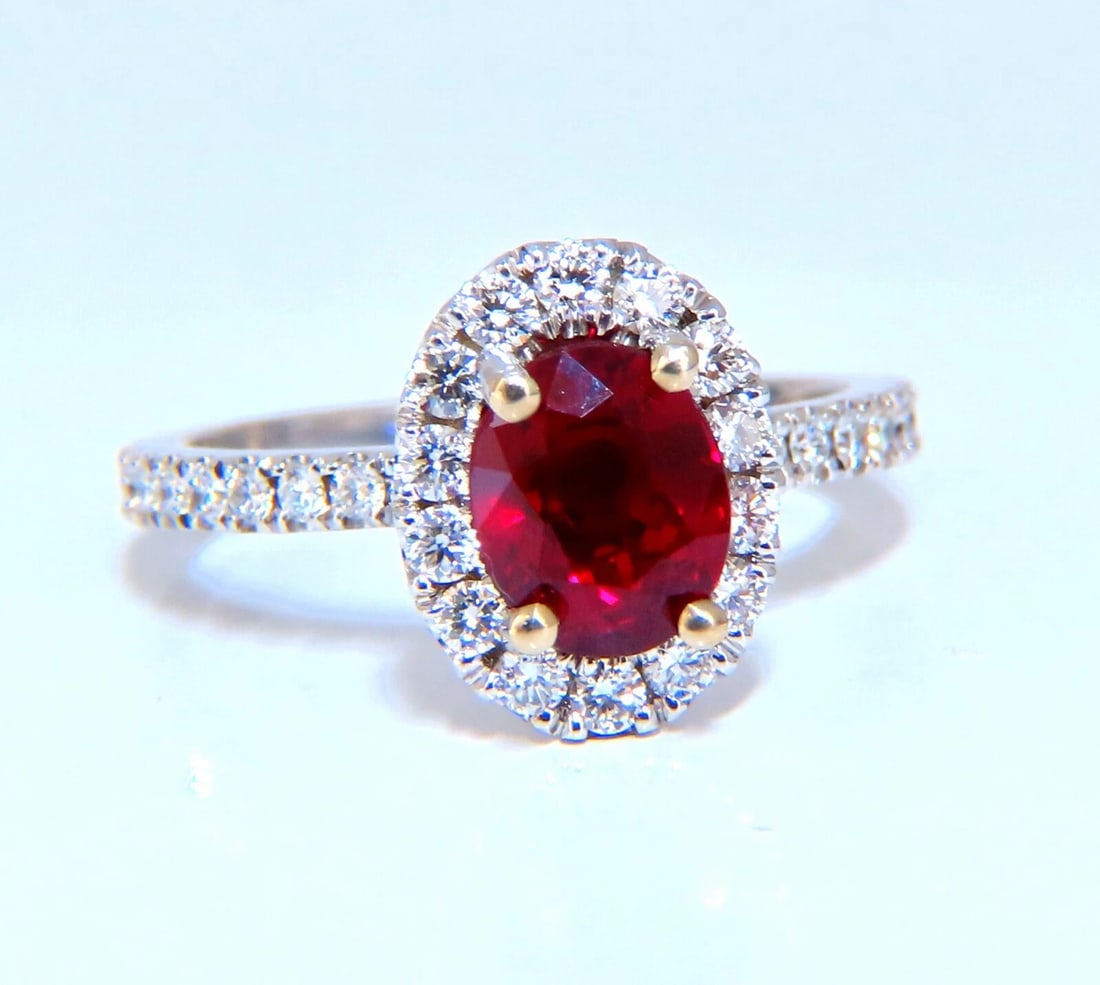 GIA Certified Thailand Ruby 1.71ct Halo Diamond ring 18kt Vivid Red Prime - 2