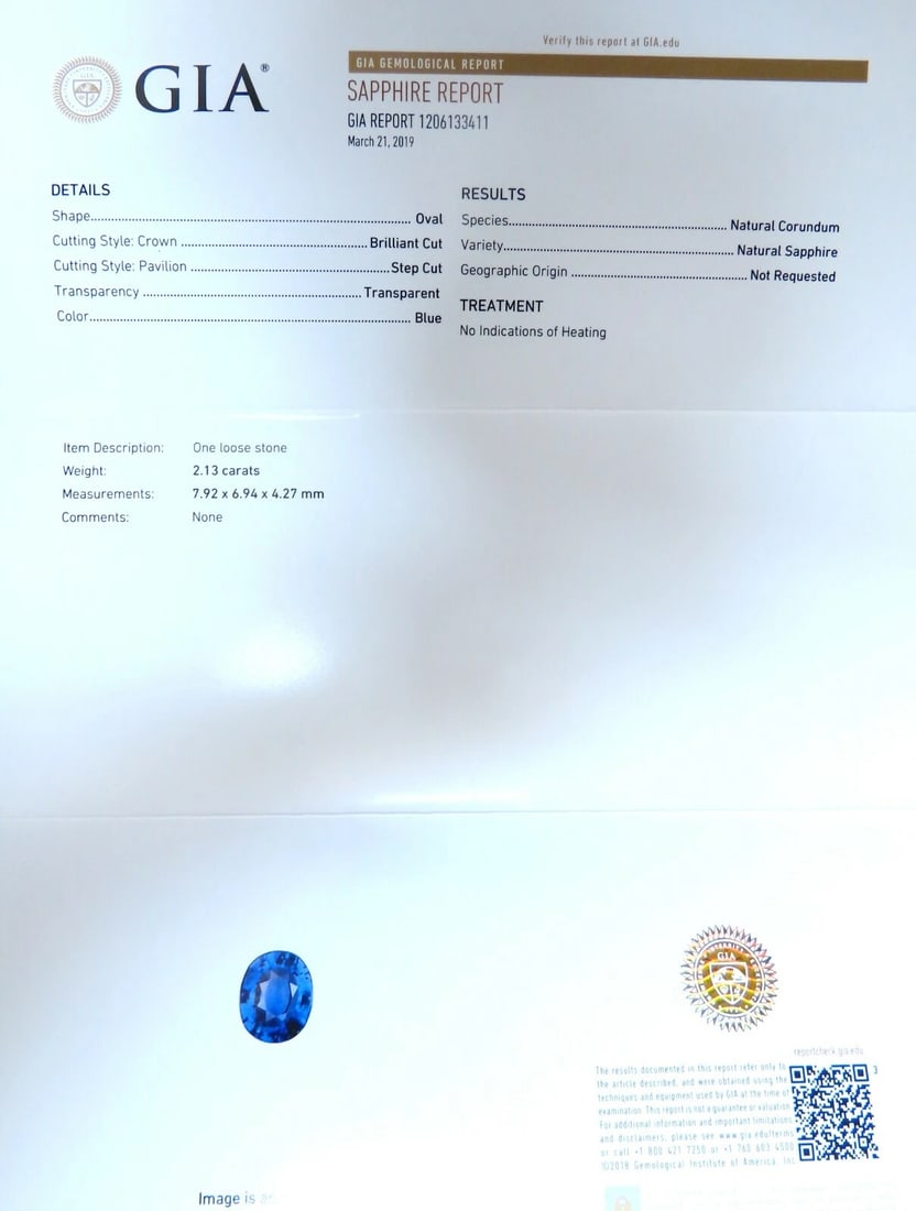 GIA Certified 2.13ct Sapphire Diamonds Ring Platinum - 8