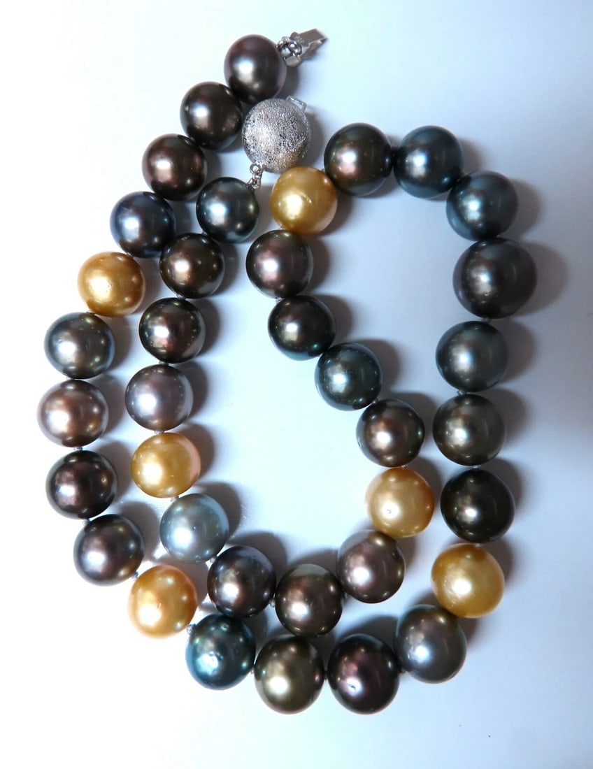 GIA certified Natural Multicolor Tahitian Saltwater Pearls necklace 13.5m 14k**: Title: GIA certified Natural Multicolor Tahitian Saltwater Pearls necklace 13.5m 14k** Description: GIA Certified Tahitian Multicolored The Natural Pinctada margaritifera & maxima Report: