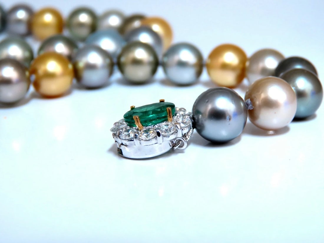 GIA certified Natural Multicolor Tahitian Saltwater Pearls necklace 11.5m 14k** - 3