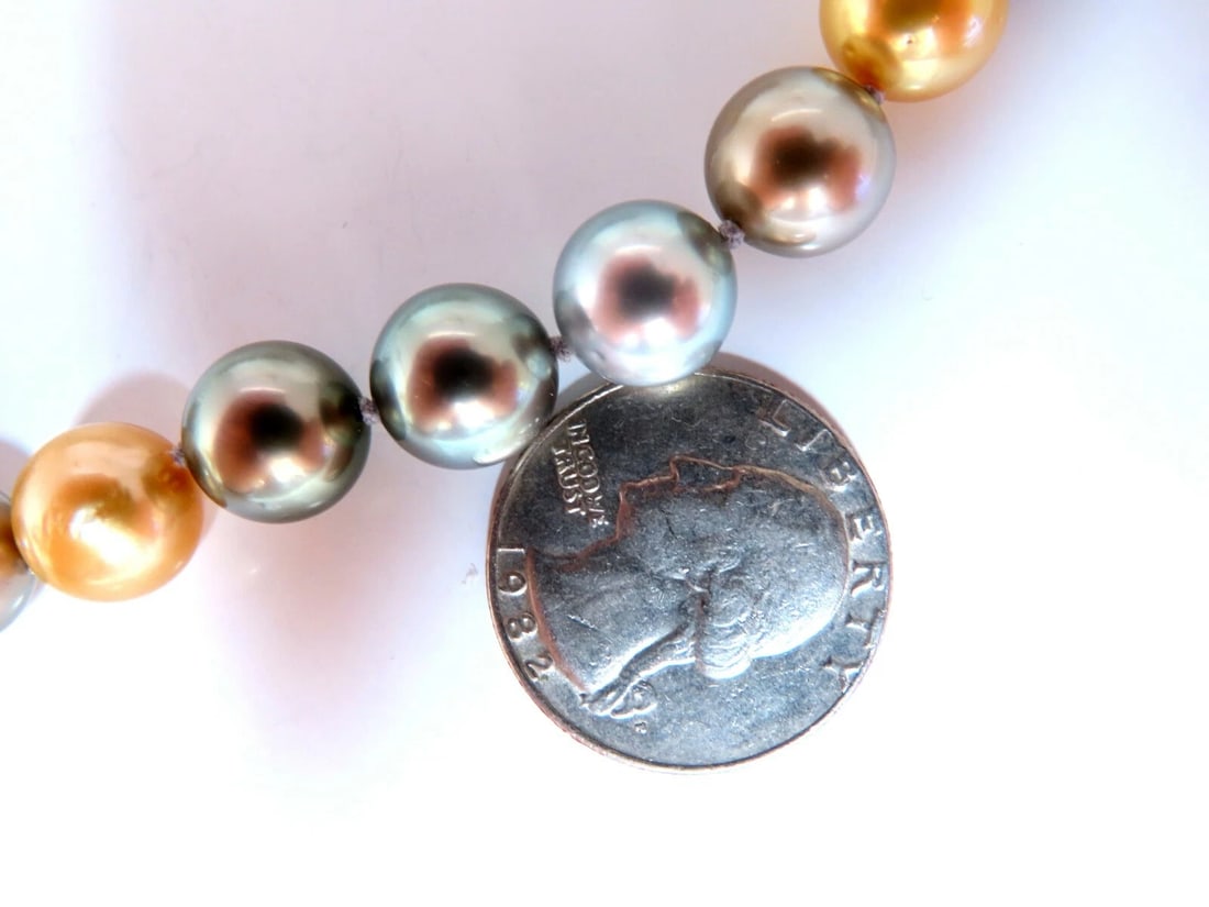 GIA certified Natural Multicolor Tahitian Saltwater Pearls necklace 11.5m 14k** - 4